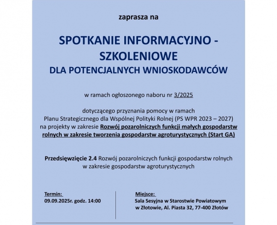 Spotkanie informacyjno–szkoleniowe dla potencjalnych wnioskodawców #3
